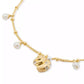 Gold-Tone Mixed Stone Shell Charm Bracelet