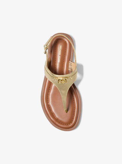 Mandy Metallic Leather T-Strap Sandal