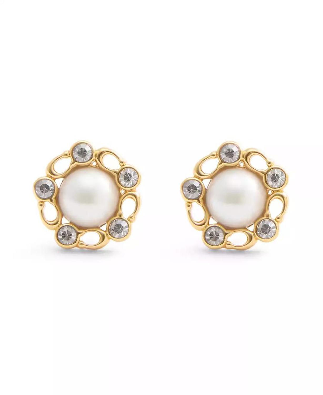Faux Stone Signature Heritage Cultivated Pearl Stud Earrings