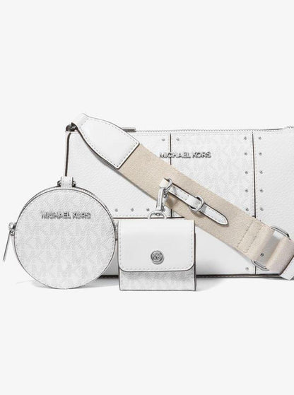 Jet Set Travel Small Metallic Patchwork and Signature Logo Crossbody Bag