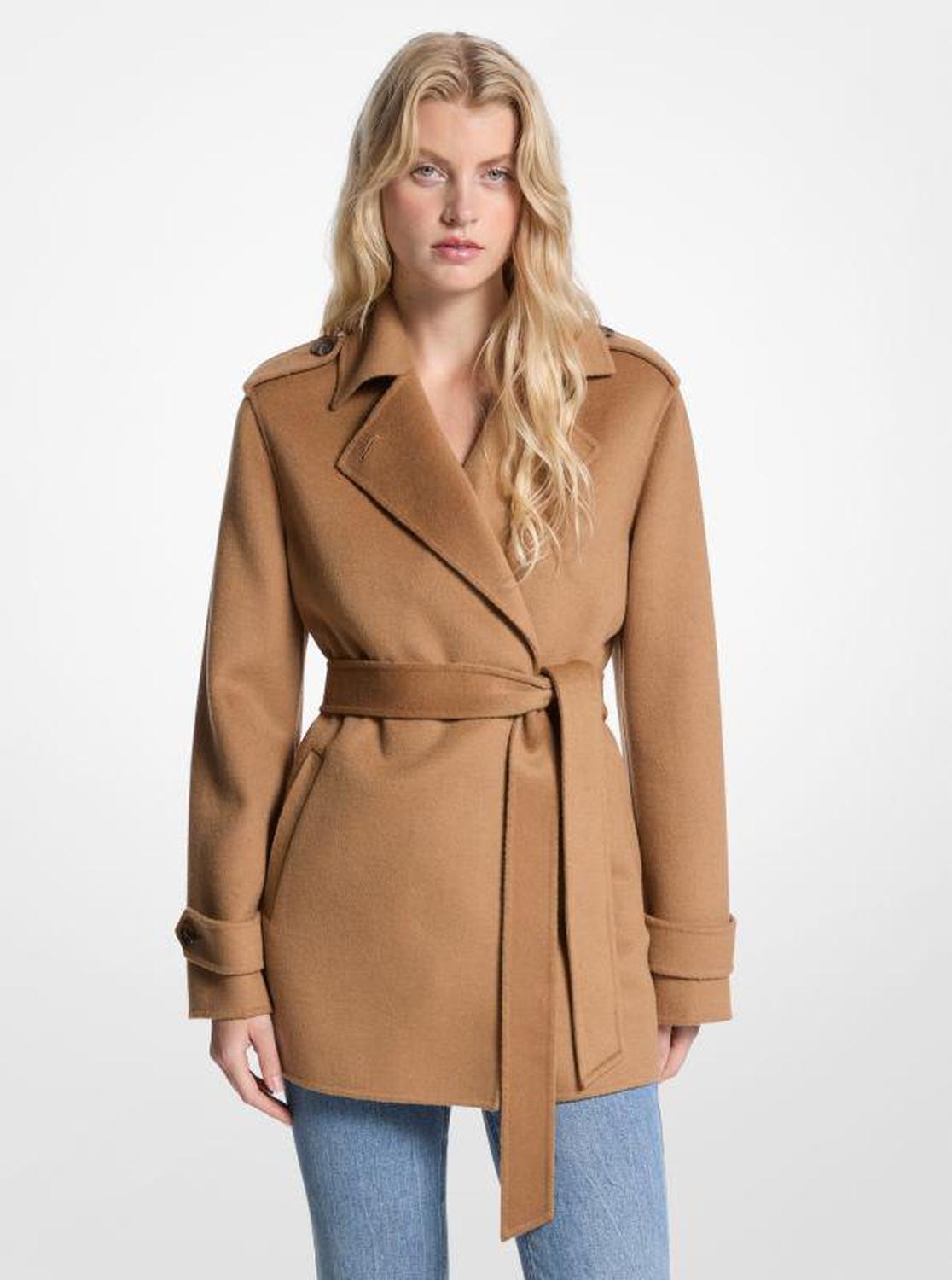 Wool Blend Belted Wrap Coat