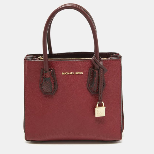 Michael Kors Red/burgundy Leather Small Mercer Tote