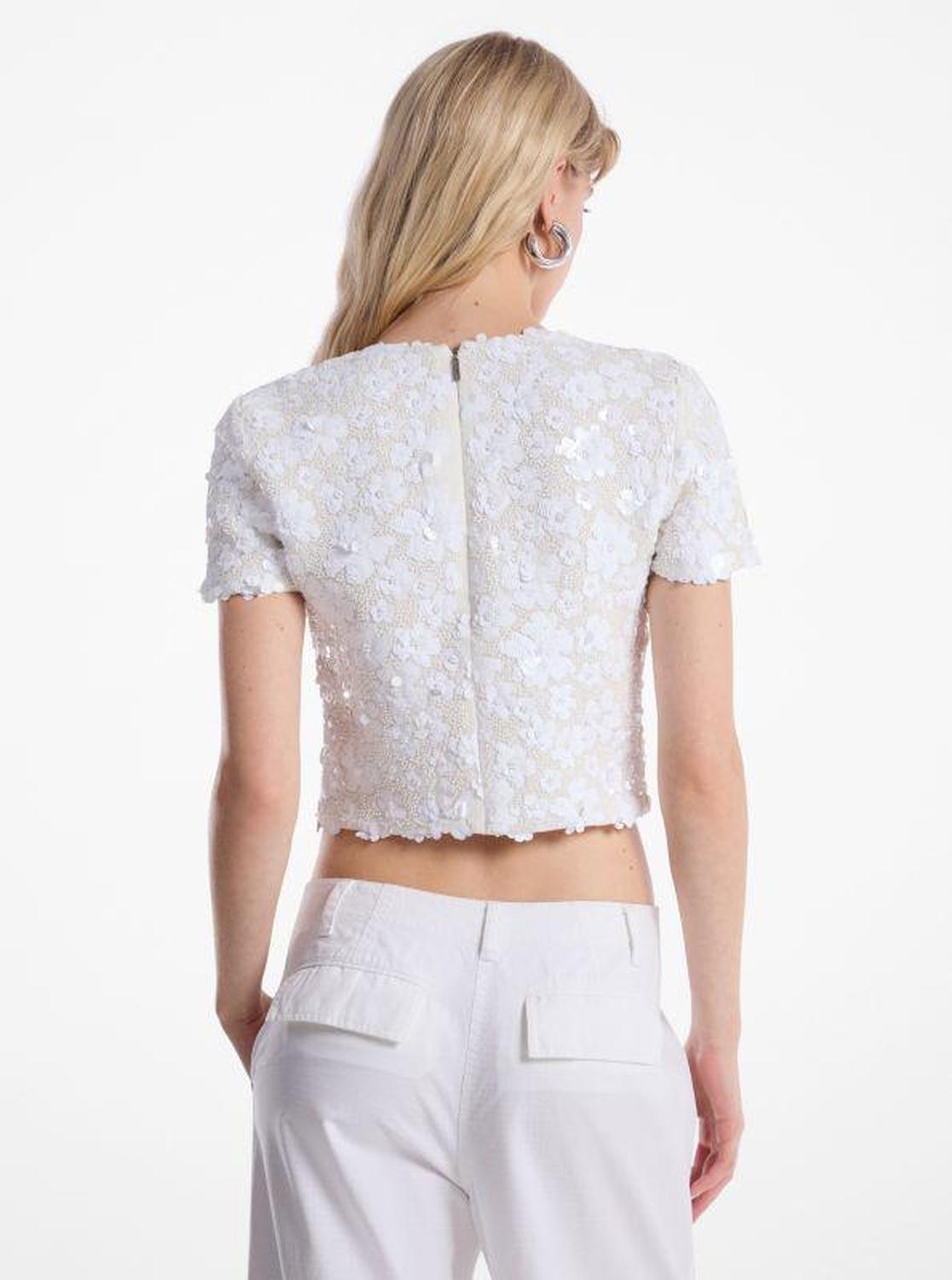 Floral Embellished Scuba Top