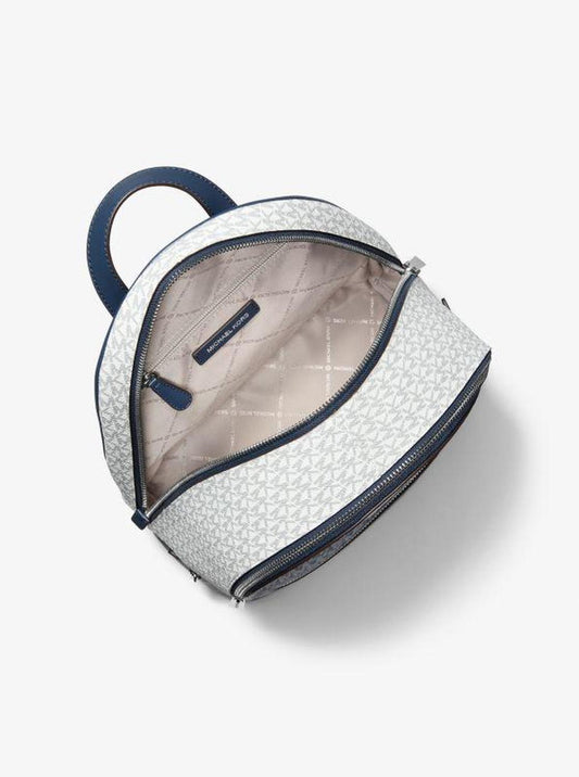 Rhea Medium Metallic Signature Logo Backpack