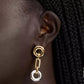 Two-Tone Interlock Linear Drop Earrings