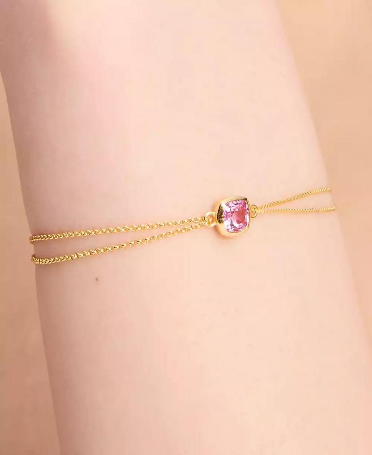 23k Gold-Plated Sterling Silver colored Sapphire (7/8 ct. t.w.) Double-Chain Bracelet