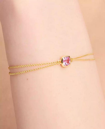 23k Gold-Plated Sterling Silver colored Sapphire (7/8 ct. t.w.) Double-Chain Bracelet