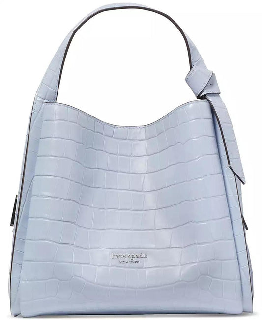 Knott Croc Embossed Leather Small Crossbody Tote