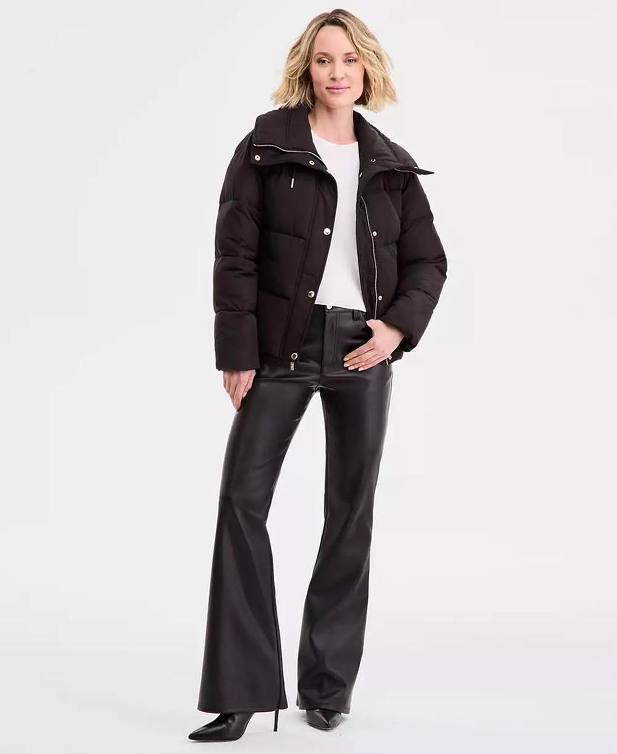 Women's Drawstring-Collar Puffer Coat