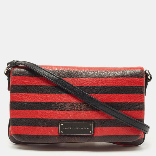 Marc By Marc Jacobs  Stripe Leather Percy Flap Crossbody Bag