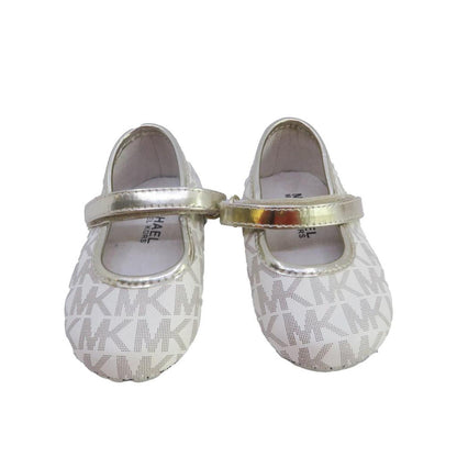 Michael Kors Girls Ivory | Gold Shoes