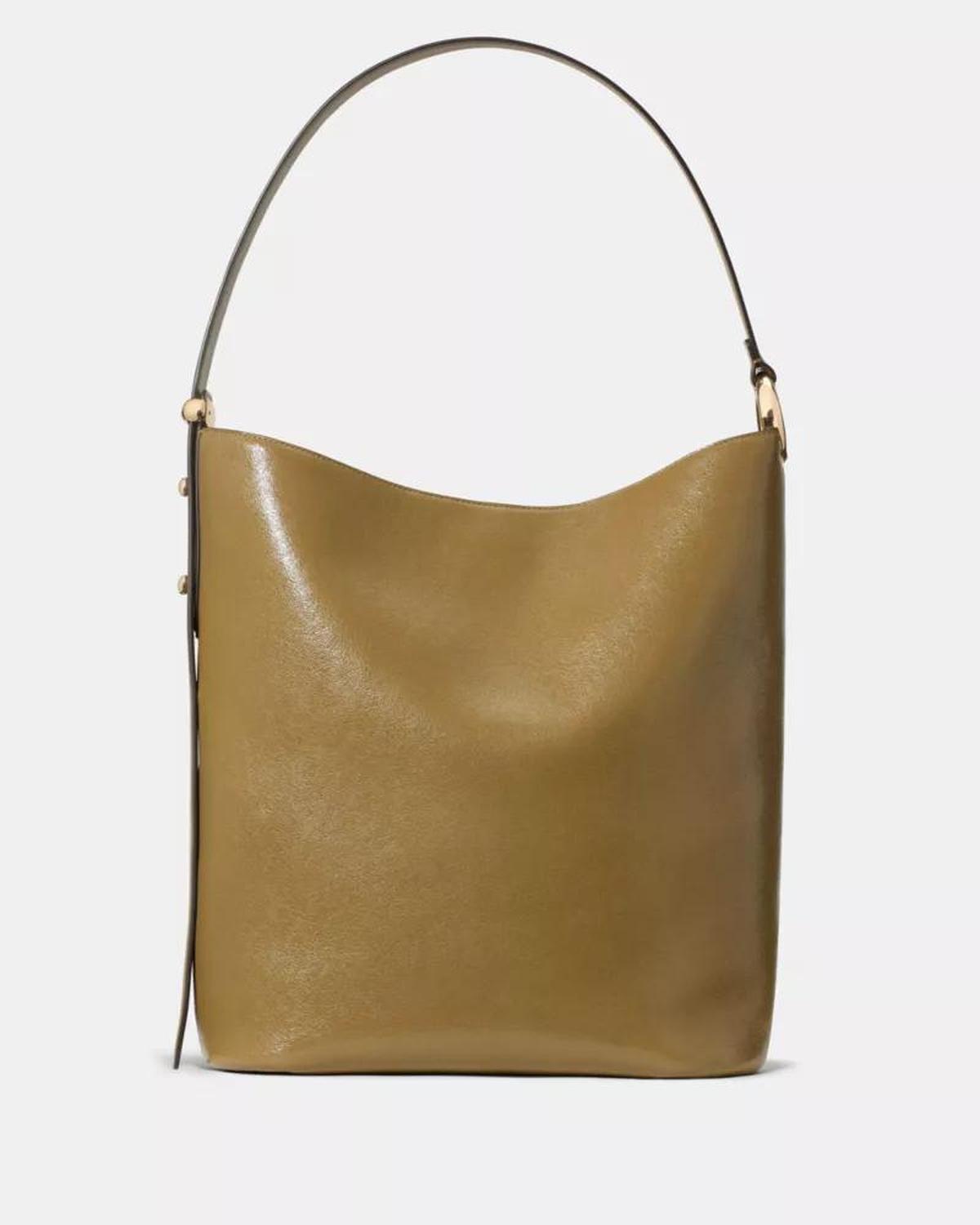 Halo Glazed Leather Large Bucket Bag