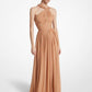 Hand-Gathered Silk Chiffon One-Shoulder Gown