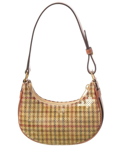 CELINE Ava Mini Tweed & Leather Hobo Bag