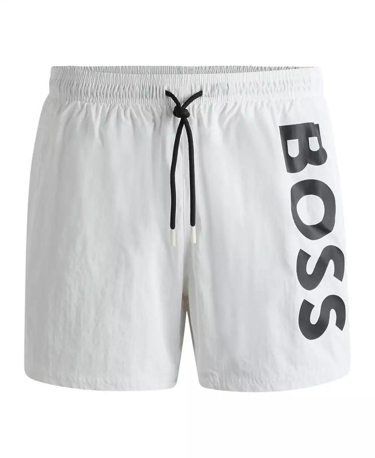 Men's Vertical Logo Print Swim Shorts