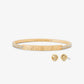 Precious Metal-Plated Brass Pavé Logo Engraved Jewelry Gift Set