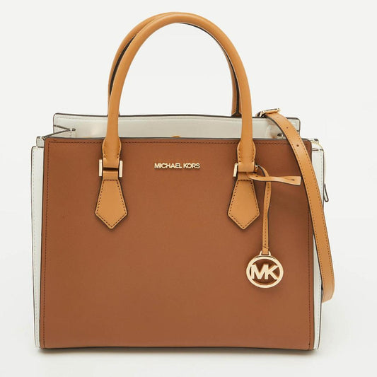 Brown/white Leather Large Hope Tote