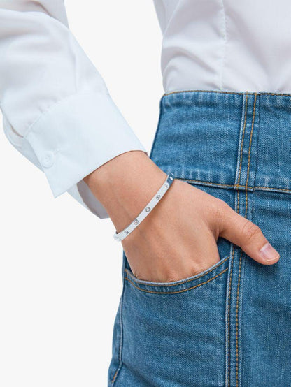 Set in Stone Hinged Silver Bangle