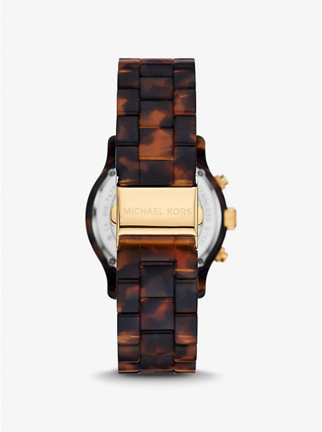 Runway Pavé Gold-Tone and Tortoiseshell Acetate Watch