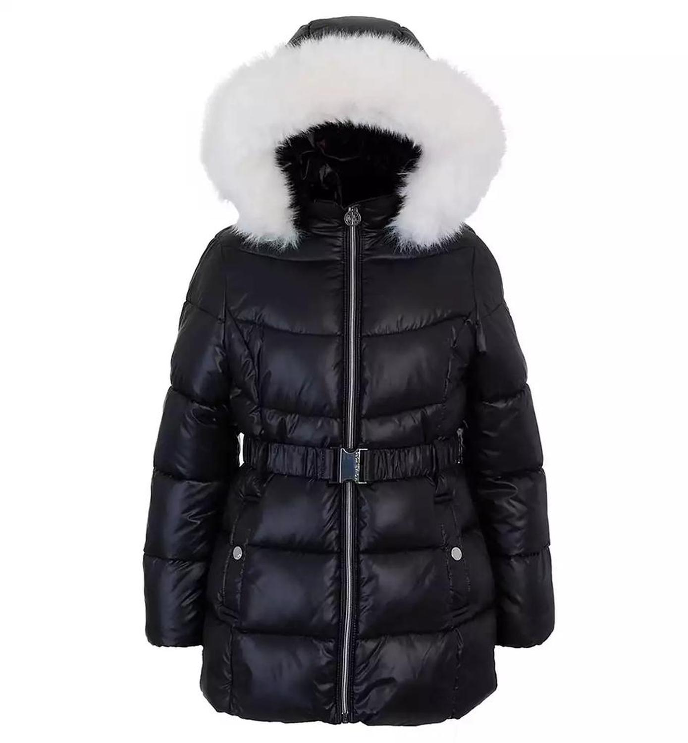Big Girls Belted Stadium Puffer Jacket