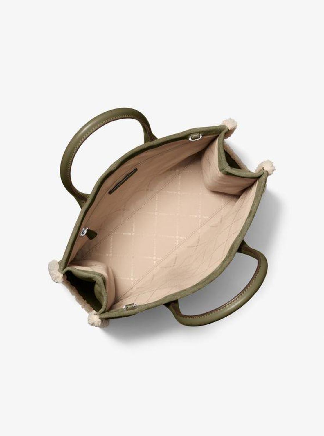 Mirella Medium Suede and Faux Shearling Tote Bag