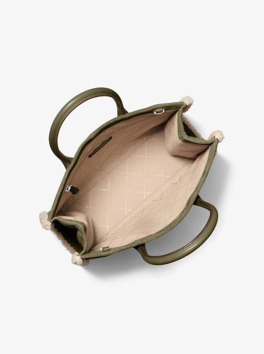 Mirella Medium Suede and Faux Shearling Tote Bag