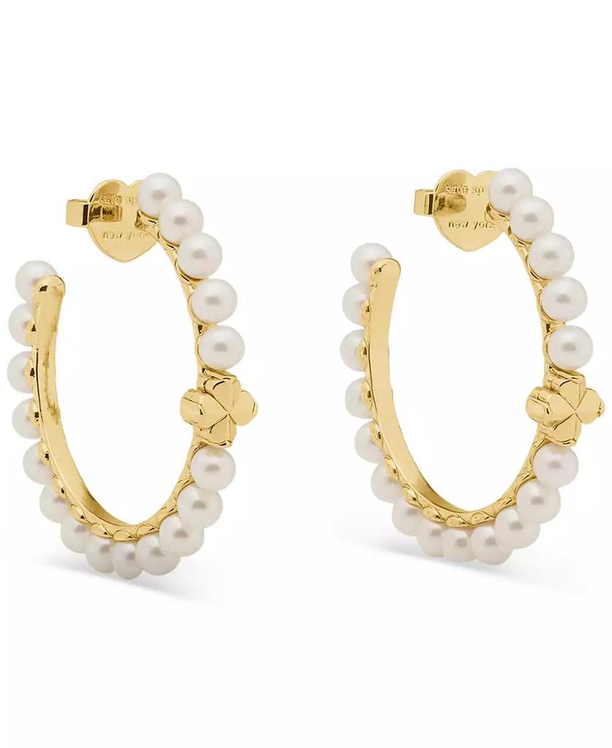 Imitation Pearl and Cubic Zirconia Hoop Earrings