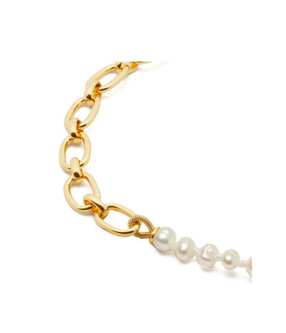 Chain And Pearl Line Bracelet