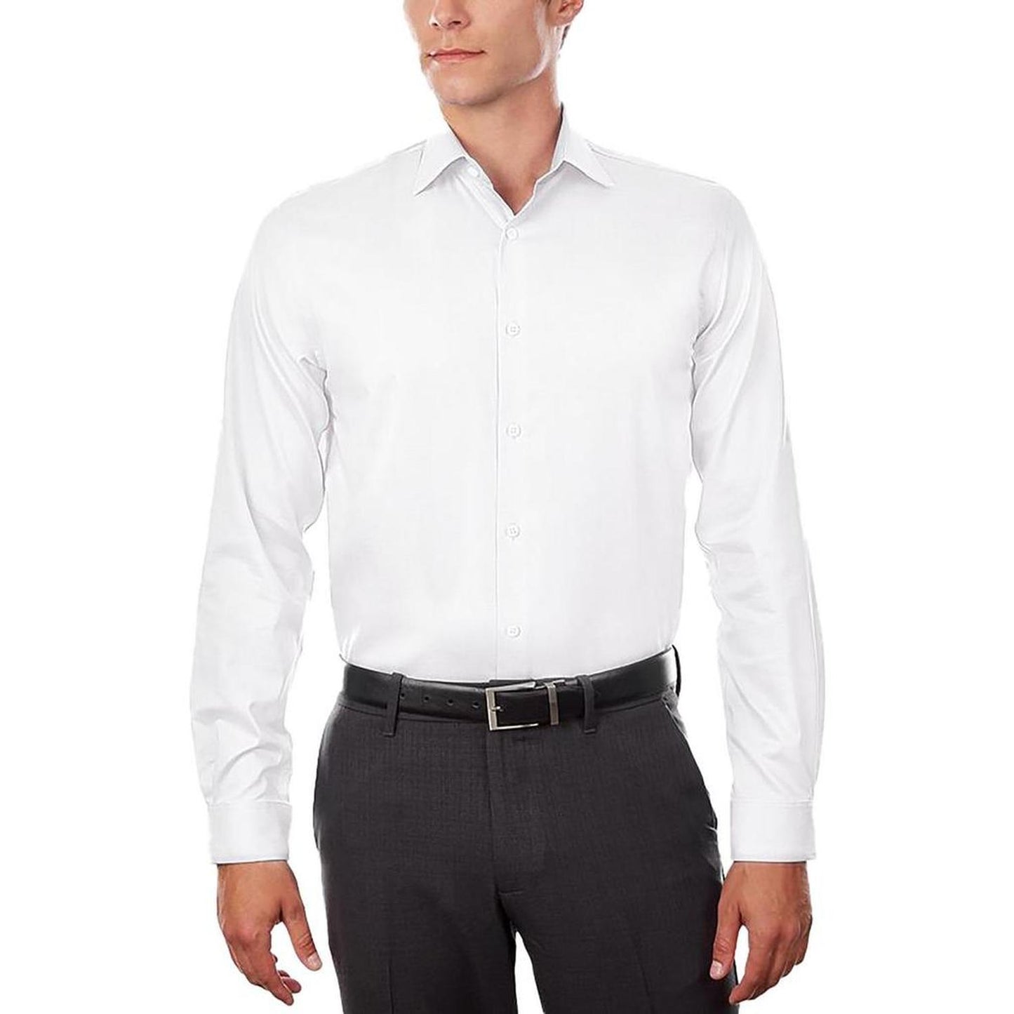 Mens Solid Cotton Button-Down Shirt