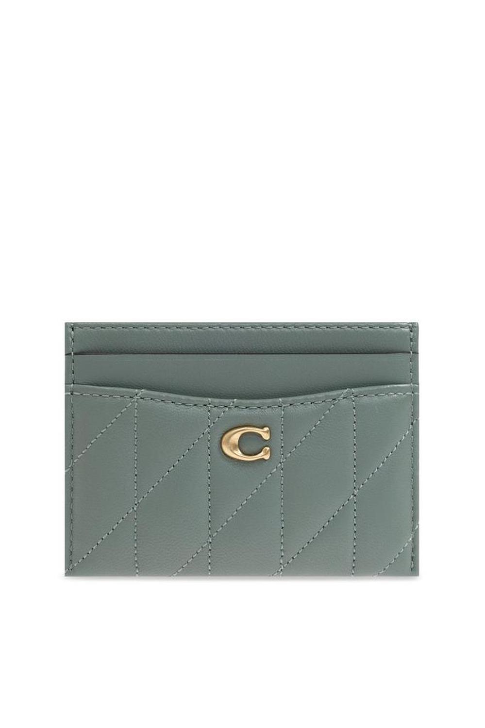 Coach Logo Plaque Quilted Card Case