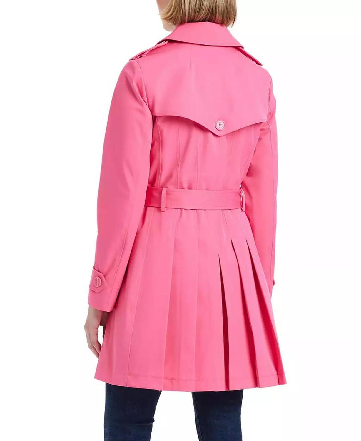 Women's Short Single-Breasted Pleated Back Trench Coat