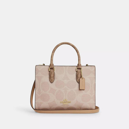 Maggie Small Tote Bag In Blocked Signature Canvas