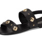 Spade Flower Stud Pebbled Leather Flat Sandal
