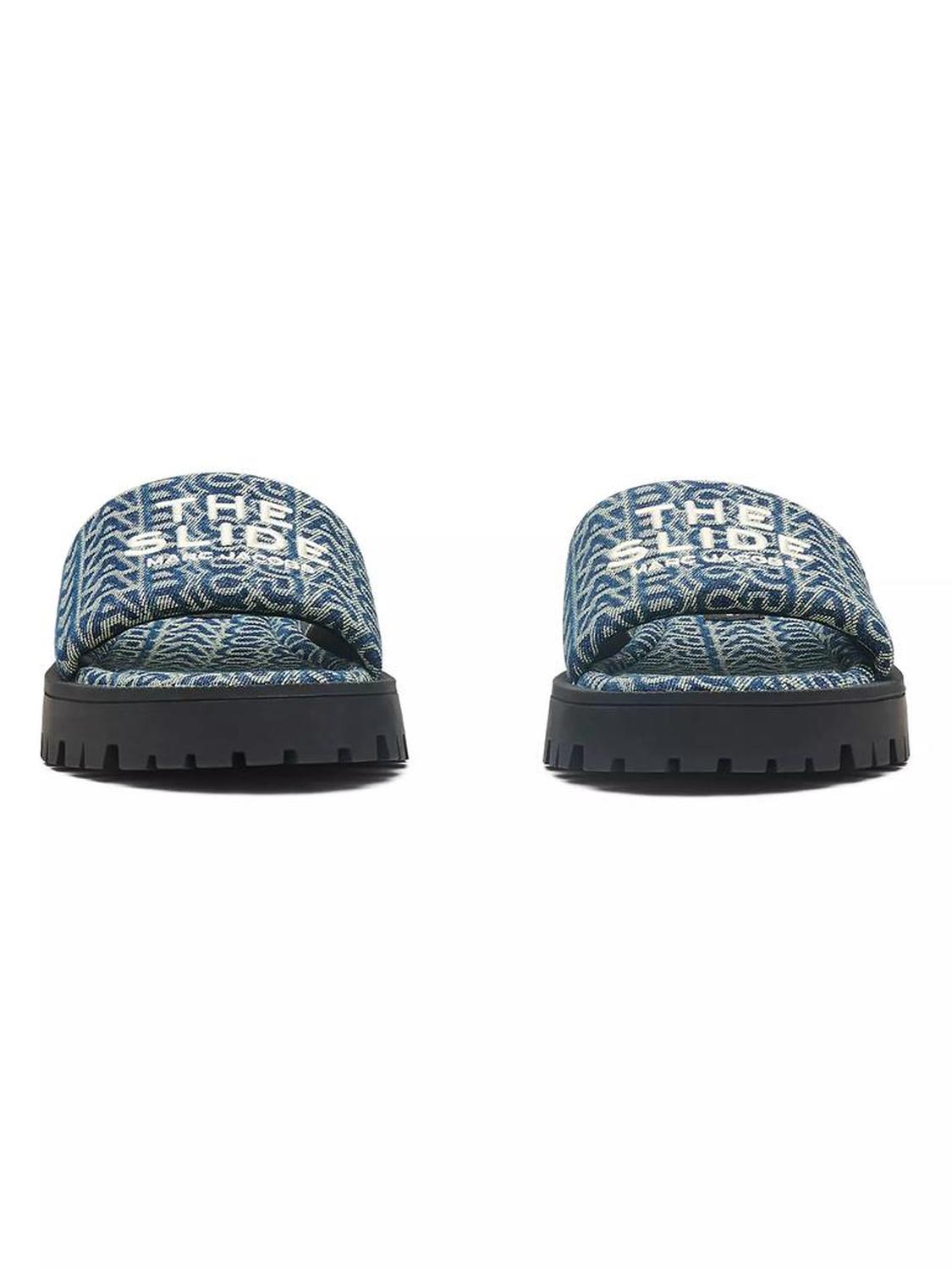 The Slide Denim Monogram Sandals