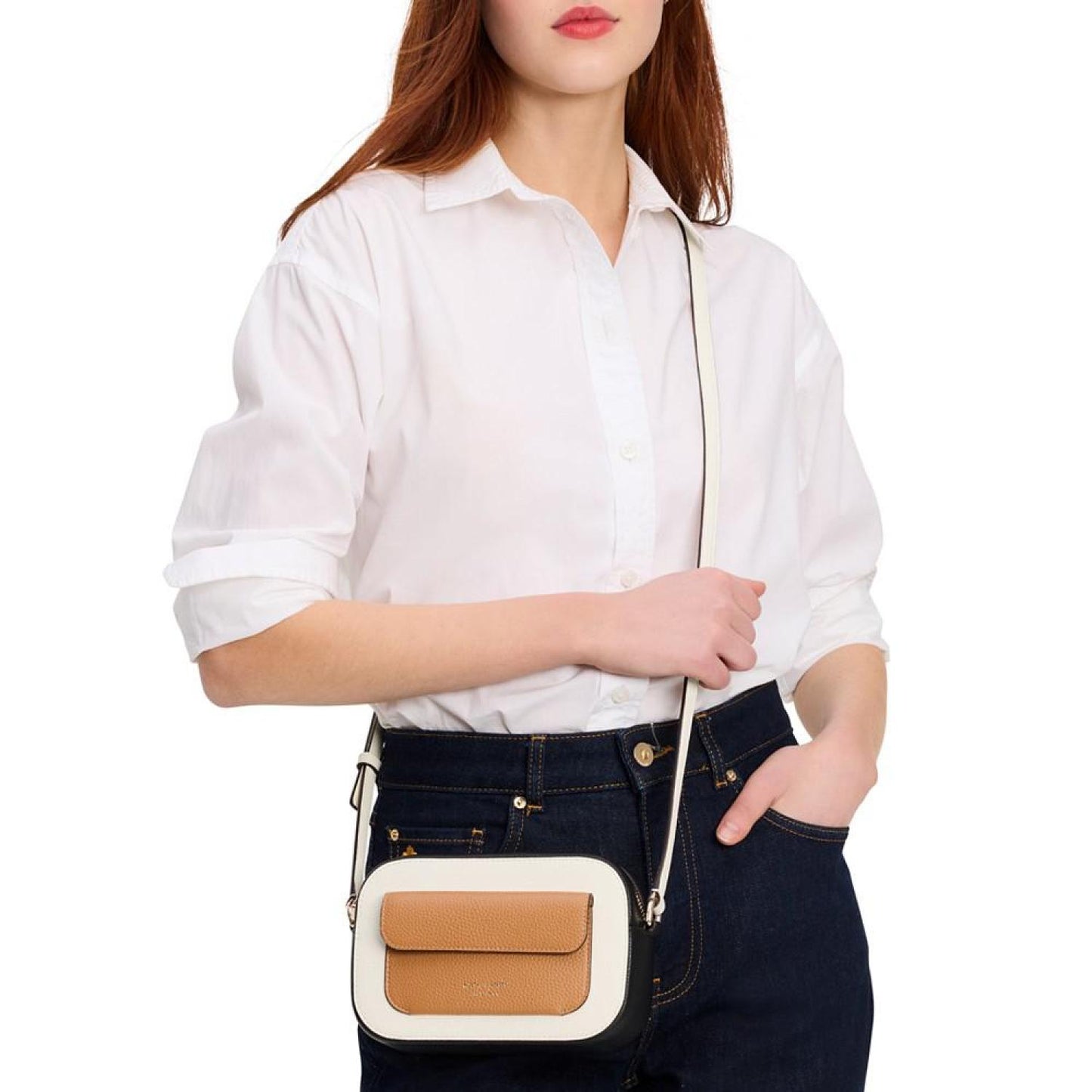 Ava Colorblocked Pebbled Leather Mini Crossbody