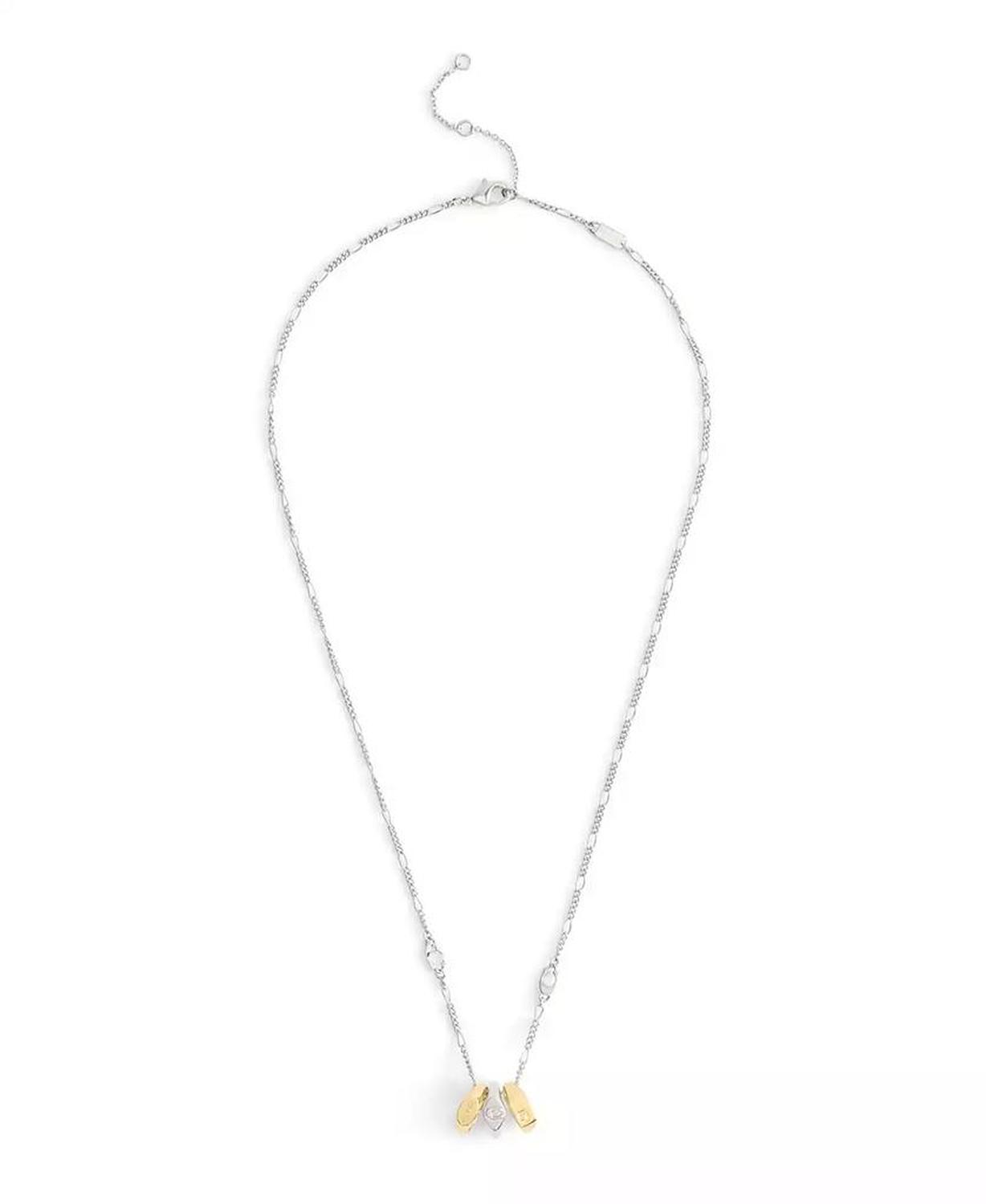 Two-Tone Signature Signet Rondelle Pendant Necklace