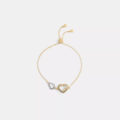 Double Stitched Hearts Slider Bracelet