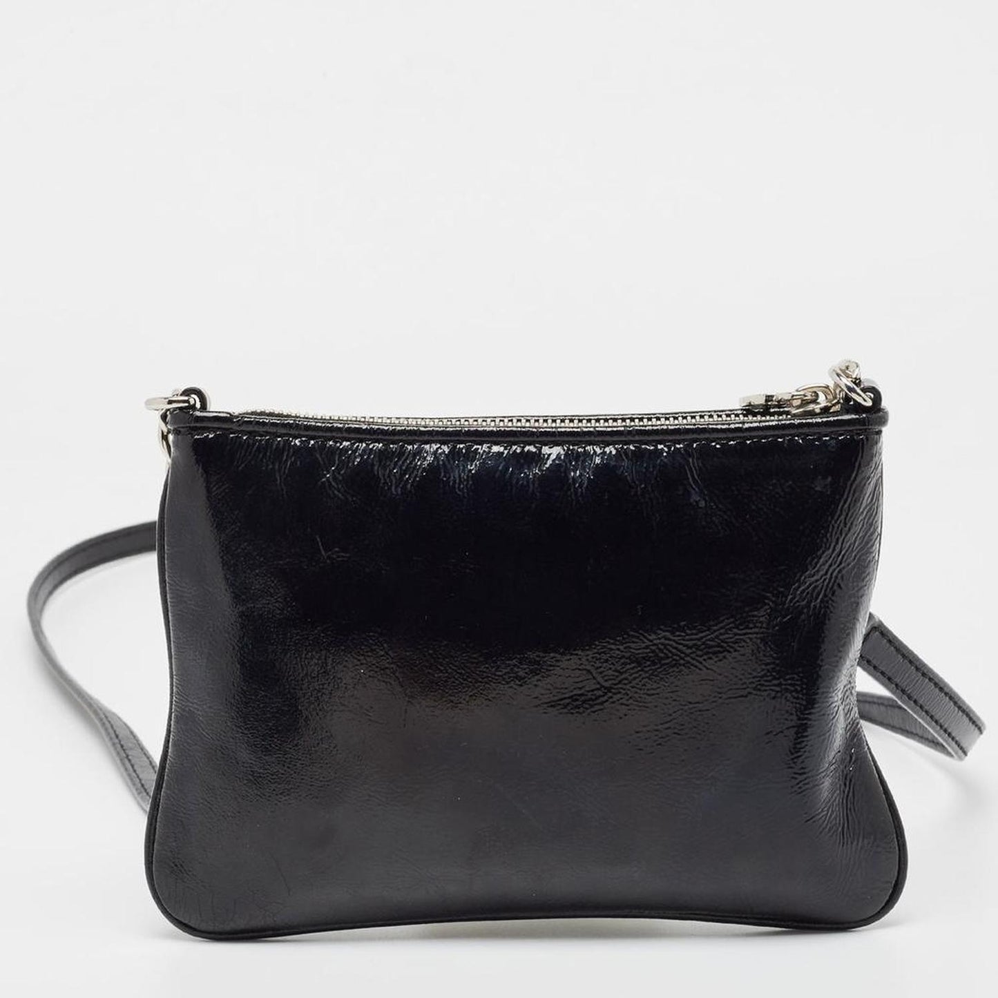 Michael Kors Black Patent Leather Zip Crossbody Bag