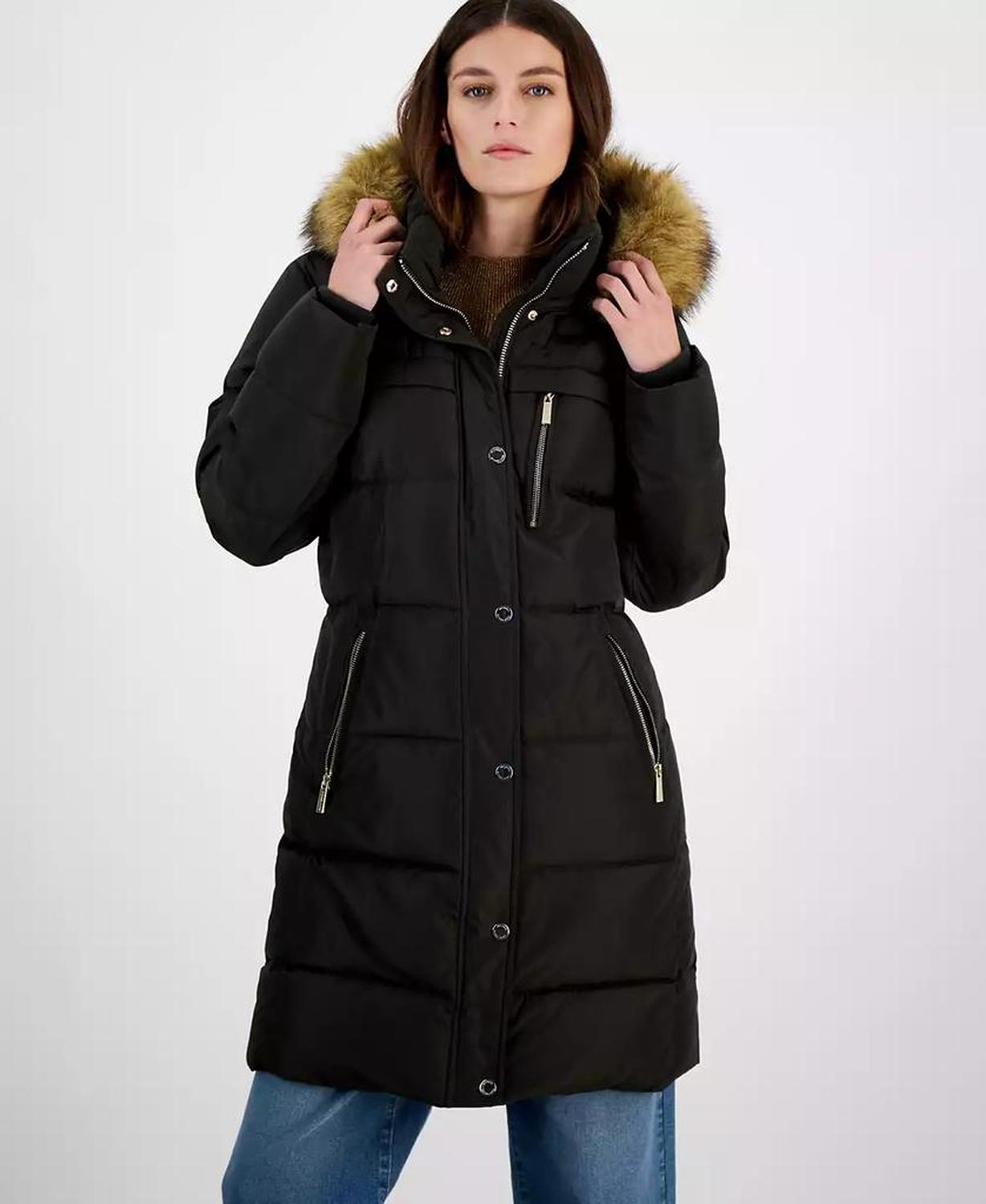 Women's Faux-Fur-Trim Hooded Puffer Coat, Created for Macy's