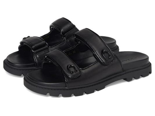 Sculpted C Leather Double Band Sandals