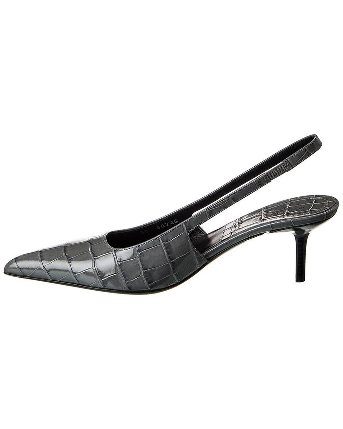 Emma Croc-Embossed Leather Slingback Pump