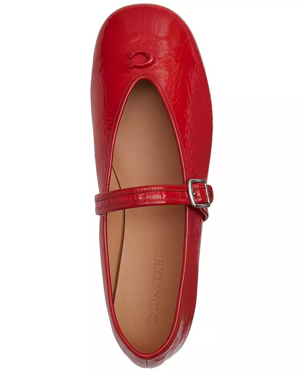 Women's Sculpted C Crinkle Patent Leather Soft Mary Jane Flats