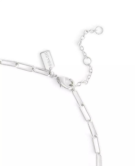 Rhodium Plated Hangtag Pendant Necklace