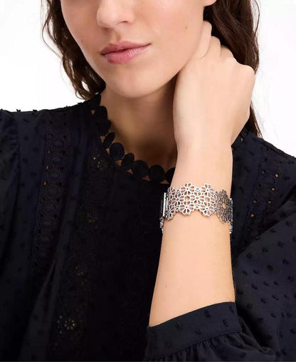 Spade Flower Lace Wide Bangle Bracelet