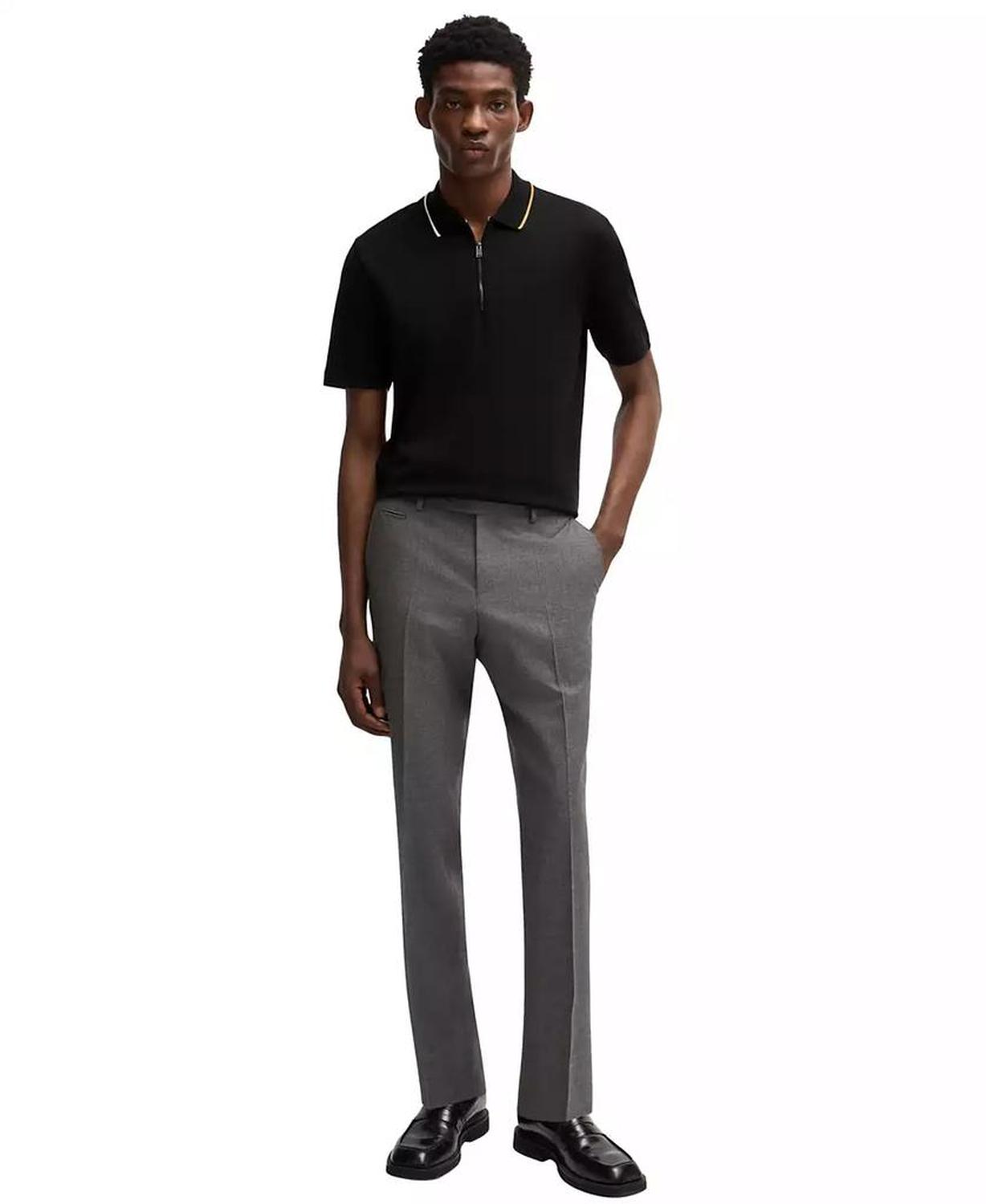 Men's Zip-Neck Interlock Polo Shirt
