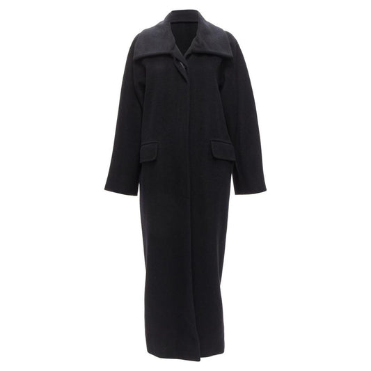 virgin wool cashmere wide collar long coat