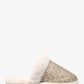 Liddy Metallic Signature Logo and Faux Fur Slipper