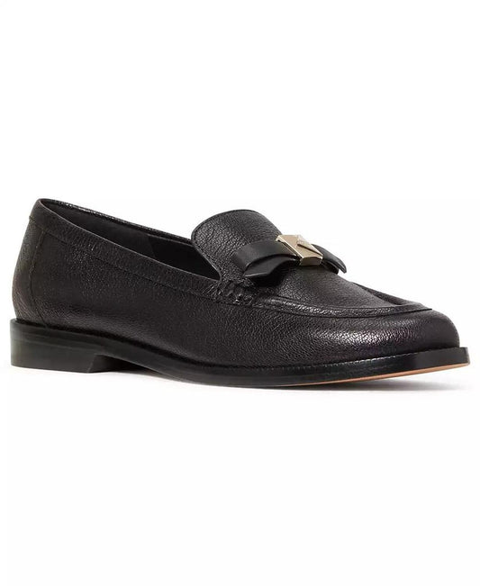 Women's Deco Bow Pebbled Leather Loafers