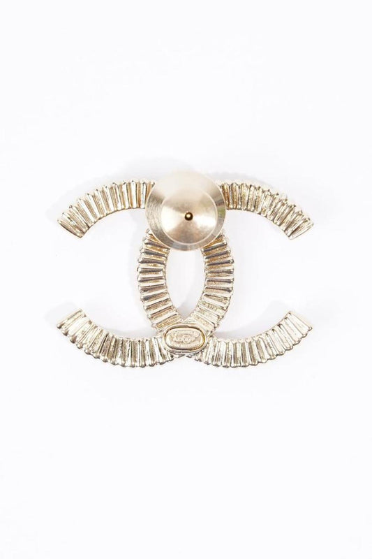 Chanel Cc Logo Diamante Brooch Gold  Base Metal