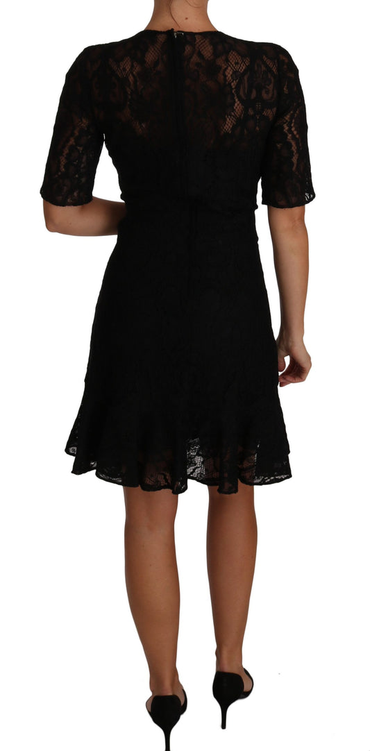 Dolce & Gabbana Chic Black Lace Sheath Dress with Silk Lining